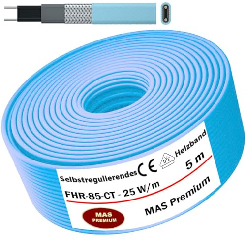 Heizkabel Selbstregulierendes Heizband HEAT Regular-85-CT Selfregulating Heating Cable 25w/m 5–100m Rohrheizung Begleitheizung Wasserleitung Dachrinnenheizung Frostschutzkabel 10°- 85°C (5m)