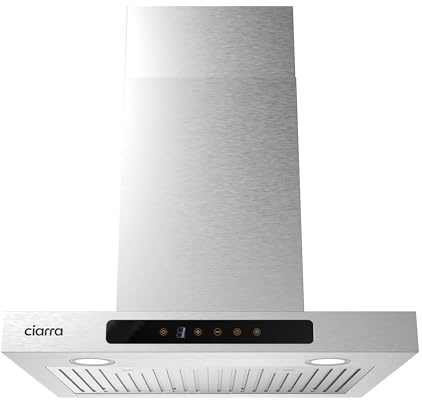 CIARRA Range Hood 24 Inch Wall Mount Range Hood in Stainless Steel, 450 CFM Stove Vent Hood for Kitchen with 3 Speed Exhaust Fan, Touch Control, LED Light, Ducted/Ductless Convertible - VTS60102