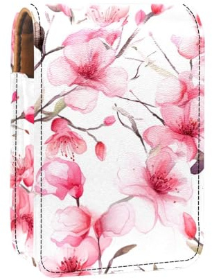 Makeup Organizer,Makeup Lipstick Case for Outside Mini Bag Travel Cosmetic Pouch,Flowers Pink Plant Floral