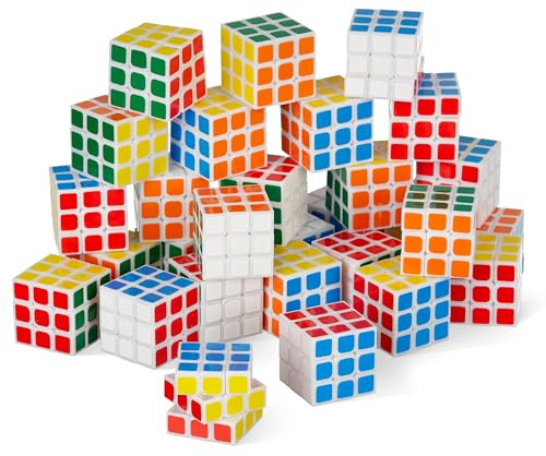 THE TWIDDLERS 60 Mini Zauberwürfel 80er Jahre Party Giveaway Mitgebsel für Kinder, 3cm - Kindergeburtstag Mitbringsel, 90er Jahre Retro Deko, Geschenke, Gedulspiele
