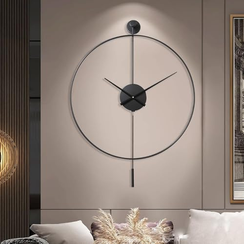GERHWASH Große Wanduhr Modern Vintage - Runde Wanduhr Ø 50cm für Schlafzimmer und Büro - Pendel Wanduhren Leise, Metall, Einfacher Aufbau, Batteriebetrieben