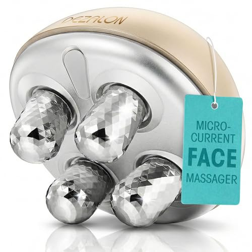 DEZALON Microcurrent Facial Device, Face Massager Tool, Eye and Neck Massager, Face Roller, Beauty Tools for Relaxing Facial Massage and Skin Care Routine, Gold Color