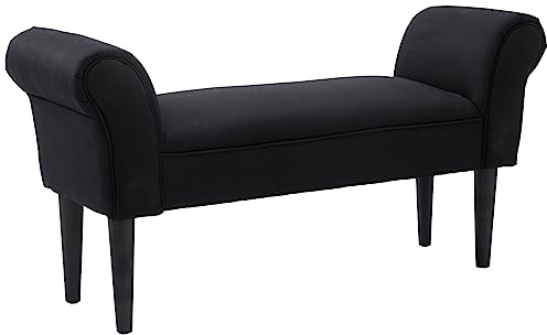 HOMCOM Panca Scarpiera con Braccioli Arrotolati, Panca Imbottita per Ingresso, Nero, 102x36x51cm