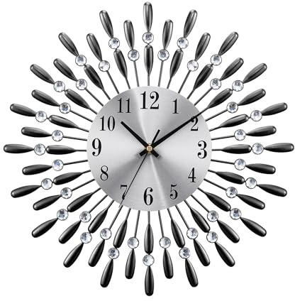 HaiYiZuhause Vintage Wanduhr ohne Tickgeräusche, Große Retro Wand Uhr im europäischen Stil, ideal als Deko für Wohnzimmer, Schlafzimmer, Küche, Klassische Zimmer Deko & Küchenuhr (Silber)