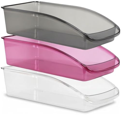 ZUNOVI Organizador Nevera, Juego de 3 | Cajas organizadoras para la cocina, despensa, armarios, encimeras y frigoríficos | Organizador Cocina Reutilizables y libres de BPA (GRIS-BORGOÑA-TRANSP)