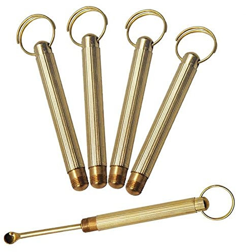 Vobumix 5 Pièces Cuillère À Priser Outil De Cire Porte-clés Couverture Cuillères À Médicaments Portables Cuillère pour Remplir des Flacons, Médicaments, Sel, Herbes, Pendentif Porte-clés avec Trou De