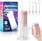 JTF Travel Water Flosser Cordless,Portable Water Dental Flosser with DIY Modes, Water Teeth Cleaner Pick 5 Jet Tips 230ML Telescopic Water Tank Mini Oral Irrigator for Teeth，Gums (Pink)