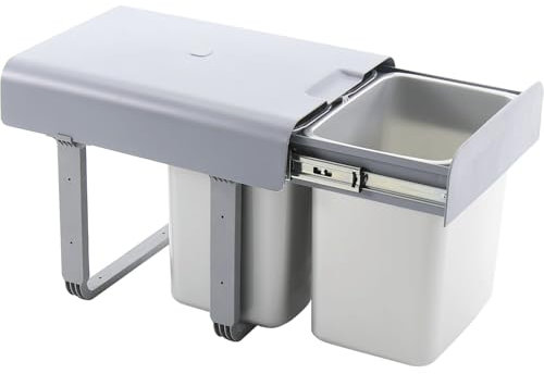 EKOTECH Ekko 40 - Pattumiera da incasso, 1 x 16/2 x 8 litri, in plastica, colore: Grigio