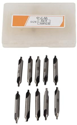 Baxnore Juego de 10 brocas centrales, broca de vástago recto, herramientas de perforación de vástago recto de 2,5 mm, broca de torno avellanadora resistente