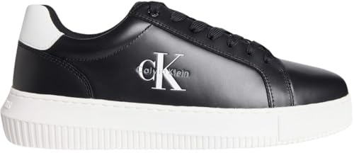 Calvin Klein Herr Sneakers med förformad sula Chunky Mono läder, Svart ljusvit, 43 EU
