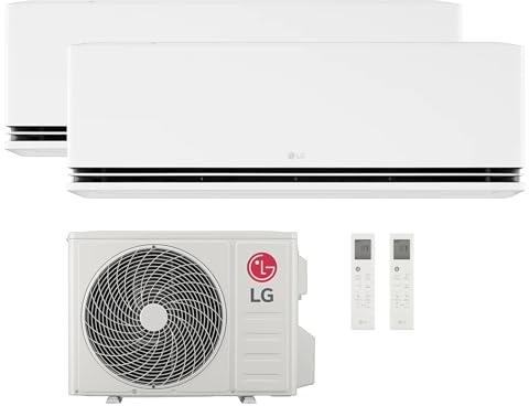 LG Aire Acondicionado Dual Split DualCool Deluxe WiFi 9000 + 9000 Btu, Climatizador con Bomba de Calor Inverter R32, A+++/A++, 2 Unidades Interiores y 1 Exterior, Blanco