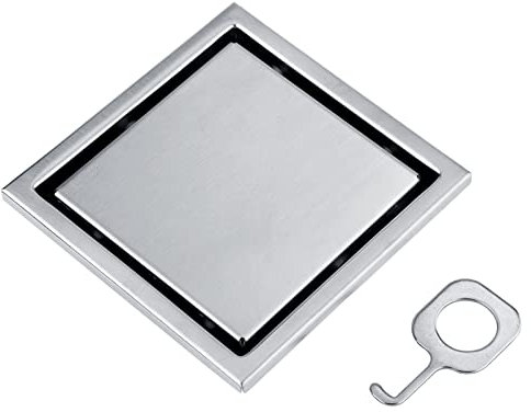 NOENNULL Canaletas de ducha, 12 X 12 X 4 Hogar Acero Inoxidable Forma Cuadrada Antiodor Baño Desagüe Suelo Desagüe de Ducha Puerta de Desagüe