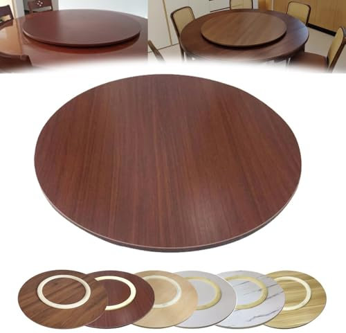Grand plateau tournant en bois rotatif à 360 ° rustique et silencieux, plateau de service rond en acajou, 50 cm