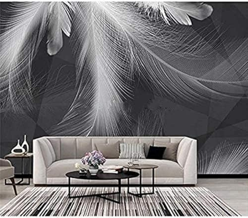 XLMING Belle Plume Abstraite Noire, Blanche Et Grise Papier Peint 3D Intissé Salon Canapé Chambre À Coucher Salle Manger Intérieure Murale-200cm×140cm