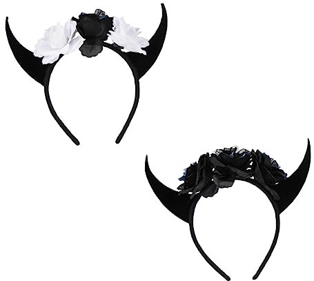 FRCOLOR 2stücke Halloween Horn Haarschmuck Mit Schädel Und Blumen Perfektes Accessoire Für Kostümpartys Und Feierlichkeiten Geeignet Für Erwachsene