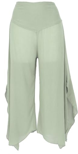 GURU SHOP Palazzobyxor, vida boho-sommarbyxor, vida byxkjol – rostorange dam, dam, pistazie, 40