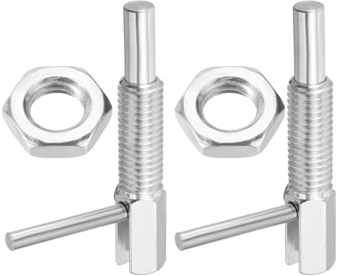 PATIKIL Retractable Indexing Plunger Pin, 2 Pcs M12x1.75 Stainless Steel Spring Safety Pin Spring Loaded Latch Telescopic Locking Pin with L-Handle for Industrial Equipment