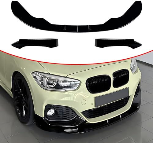 FINMOKAL Auto Frontstoßstange Lippe Kinn Spoiler Karosserie Kit Glänzend Schwarz Kompatibel mit BMW 1er F20 F21 LCI M Sport 2015-2019