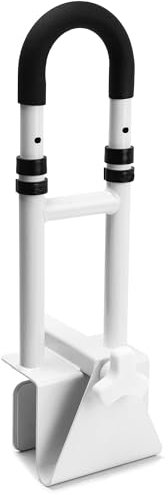 ITSOGOO Maniglia Accesso Vasca,Maniglione Anziani,Larghezza Regolabile ≥ 9 cm,Fissaggio Portante Fino a 136 KG Senza Foratura,Bagno Manico,Bianco Nero