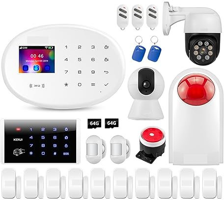 Sistema di sicurezza domestica di allarme 4G GSM Allarmi di sicurezza domestica Tuya Smart Antifurto Tag RFID Sensore di movimento PIR(KIT 2)