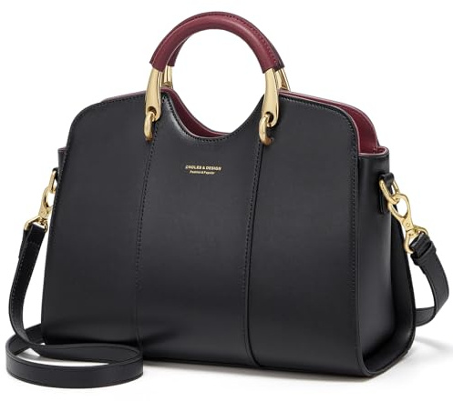 Cnoles Damen Handtasche Henkeltasche - Frau Leder Schultertasche - Elegante Tote Shopper - mit Retro Griff und Schultergurt- Alltags Mode Arbeit Stadt City