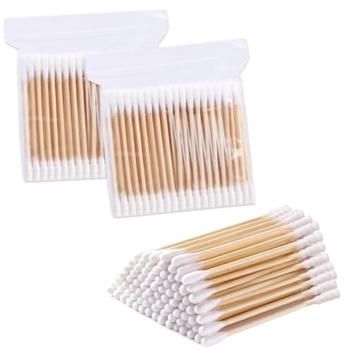 Pack of 200 Cotton Buds, Sustainable Cleaning Swabs for Make-Up, Clean Care, Ear Cleaning, Wound Care, Cosmetic Tool, Alternative for Paper Cotton Buds, Biodegradable, Environmentally Friendly