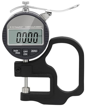 Spessimetro digitale, risoluzione 0,001 mm, intervallo 0-12,7 mm, strumento di misurazione di precisione per carta, pelle, tessuto, pellicola, nastro e filo