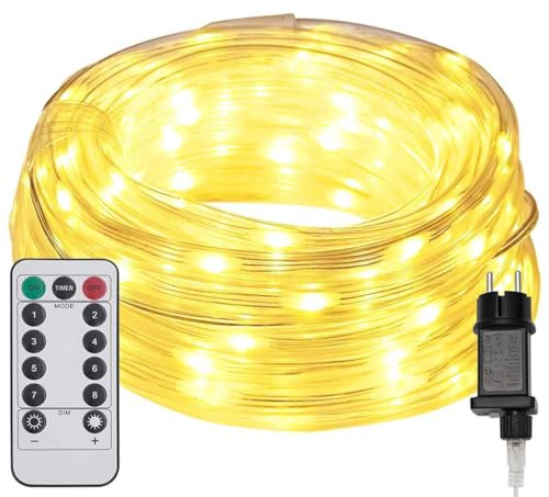 vidaXL Lichtseil mit 1200 LEDs Warmes Weiß 50 m PVC, Wohnzimmer, Coole Ideen für Deko-Seillichter, Flexible LED-Leuchten, drinnen und draußen, mit Fernbedienung