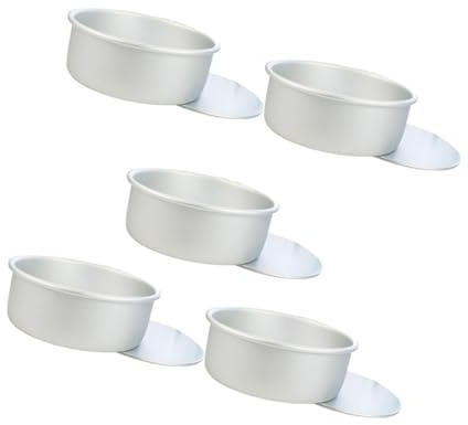 Toyvian 5 piezas Molde Redondo para Tartas de Aluminio con Base Desmontable de Mini Bandejas para Hornear Bizcochos Antiadherentes Molde para Repostería con Fondo Móvil para Pasteles