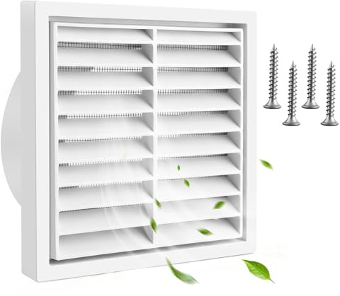 Lüftungsgitter 100mm Außenwand – Belüftungsgitter Aus Verstärktem ABS, Lüftungsgitter Mit Insektenschutz, Schräges Lüftungsgitter Rechteckig & Lüftungsgitter Rund Für Küche, Bad, Garage Und Trockner