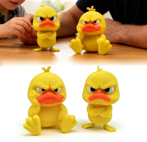 CloudYida 2-Pack Funny Angry Duck Figurines – Cute Angry Yellow Duck Desk Decor, Office Desk Toy & Multi-Scene Ornaments for Home, Duck Decoration for Computer, Car & Dorm, 3D Printed Duck