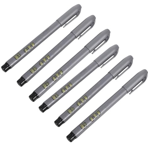DECORNIJIA 6 piezas Plumas Pincel Caligrafía Plumillas Suaves para Escritura Manuscrita Marcadores Tinta Negra Recargada Útiles Arte Tradicional y Dibujo Apto Principiantes y Expertos