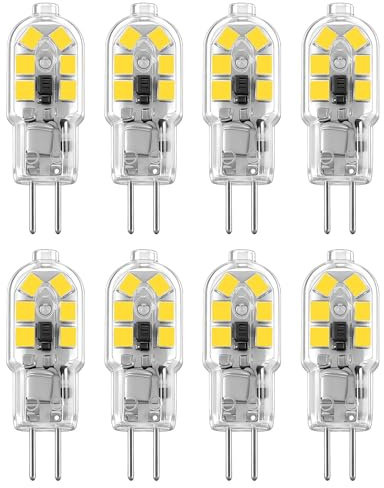 12V LED G4 Bi-Pin Bulb - 20W Halogen Equivalent DC/AC 12V (180+ Lumens) 360° Beam Angle T3 JC Type for RV, Camper, Motorhome, 5th Wheel, Marine Boat ,MR11 G4/GU4/GZ4 Base (Warm White 3000K, 8Pack)