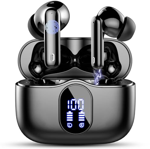 Wireless Earbuds, Bluetooth 5.4 Headphones In Ear with 4 ENC Mic, 36H Playtime HiFi Stereo with Noise Cancelling Ear Buds, IP7 Waterproof LED Display Fast Charging, Earphones APP EQ forAndroid iOS