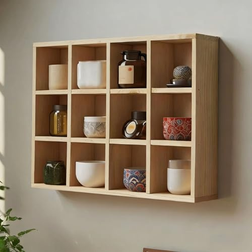Xalteafe Tassenregal Holz Setzkasten,Massivholz Teetasse Halter,Vintage Kaffeetassen Regal,Wand Dekoration Teetasse Halter,Stabiles,FüR Teekannen,Kunsthandwerk,Figuren