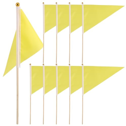 SEWACC Confezione da 10 Bandiere Triangolari Vuote Colorate con Bastone in Bambù Resistente, Piccole Bandiere Portatili per Giardino, Eventi e Pubblicità Outdoor, Stabili su Terreno