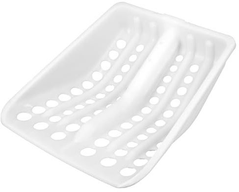 Lurrose Multi-use Plastic Sifting Shovel for Drain and Mud Removal, Reusable Drainage Scoop with Perforated Blade, Lightweight White Garden Soil Sifter Tool for Sewer and Outdoor Cleaning