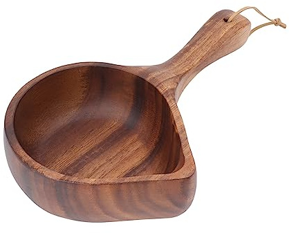 Mestolo per Acqua in Legno, Mestolo per Zuppa in Legno Scodella Multiuso per Insalata di Grande capacità, Mestolo da Bagno con Beccuccio per Cucinare Mescolando, Sale da Bagno