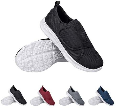 GUNJXNIL diabetiker skor herr mjuk sula tofflor extra breda mesh sneakers löpning promenadskor halkfria fritidsskor lätta löparskor stötdämpning utan skosnören slip-skor