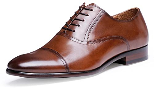 DESAI Chaussure Derbys Homme Habillées Affaires de Ville Brogue à Lacets Dressing Loafes de Bureau Mariage, Marron, 42 EU