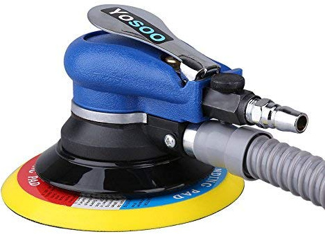 Exzenterschleifer 150mm, 10.000 U/min Druckluft Exzenterschleifer mit Staubfangbeutel & Absaugschlauch, 90 PSI 84 L/min Luftverbrauch, Orbitalschleifer für Holz, Metall, Autolackierung | Orbital Schleifer mit Absaugung, 90PSI, Holz Metall Autolack
