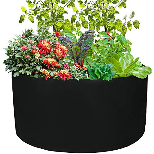 Xnferty 100 Gallons Extra Large Round Raised Garden Bed, Deep Soil Diameter 38/ Height 20 Planting Container Grow Bags Durable Felt Fabric Planter Pot for Plants,Vegetables,Flowers (Black)