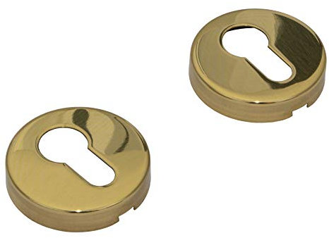 JUVA Zylinderrosette Edelstahl Türrosette rund - H8250 | Schlüssel-Rosetten für Zimmertüren & Holztüren | Messing poliert | PVD beschichtet | 1 Paar - PZ-Zylinder Gold-Optik inkl. Befestigungsmaterial