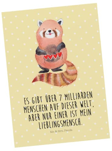 Mr. & Mrs. Panda Postkarte Roter Panda - Geschenk, Fotokarte, Grußkarte, Lieblingsmensch, Ansichtskarte, Lustige Sprüche, Rot, Postkarten, Liebling, bildkarte, Liebe, Herz