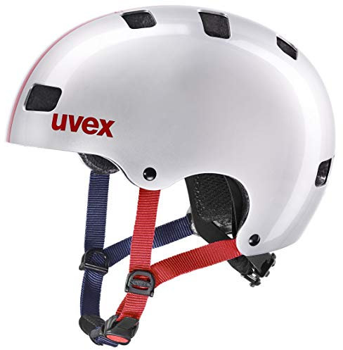 uvex Kid 3 - robuster Fahrradhelm für Kinder - individuelle Größenanpassung - waschbare Innenausstattung - Race Silver - 55-58 cm