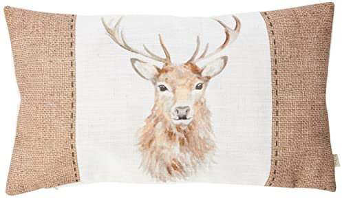 Evans Lichfield Kissenbezug aus Sackleinen, Hirsch, Weiß, 30 x 50 cm