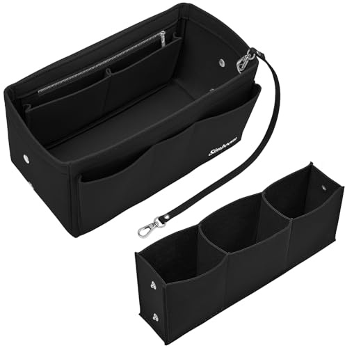 SIMBOOM Taschenorganizer für Frauen Handtasche, Taschen Organisator Filz Innentaschen für Handtaschen Bag in Bag Organizer Handtaschenordner mit Abnehmbare Fächer, Schwarz/M