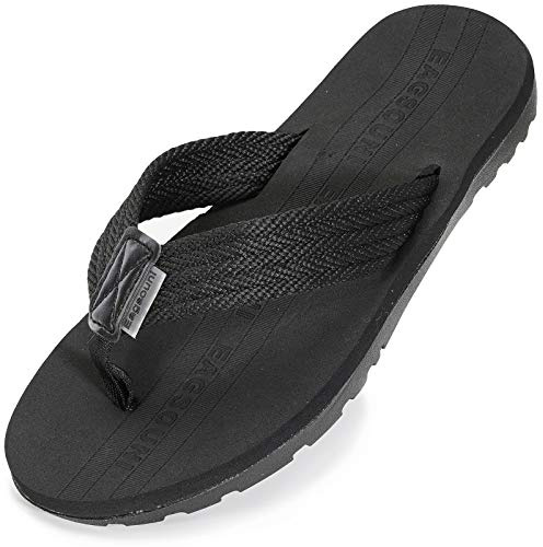Flip Flops Beach Shoes Pool Shoes Water Slipper Summer Sliders Thong Sandals Unisex, Pure Black, 5 UK