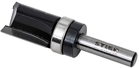 STIER Bündigfräser, mit Anlaufkugellager, 8 mm, Durchmesser 19 mm, Nutzlänge 25 mm, Hart-, Weich- und Holzverbundstoffe