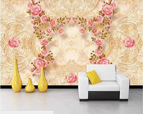 Frtmsticker Papier Peint Autocollant Murale 3D Rose Mode Fleurs Papier Peint Photo 3D Enfants Chambre 3D Murale Pvc Autocollant Wall Art Garçon Fille Chambre Affiche Murale 360X250Cm